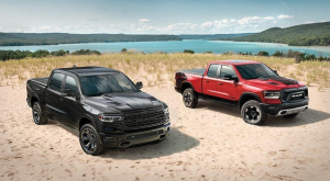 Ram 1500's on the beach in Mexico.