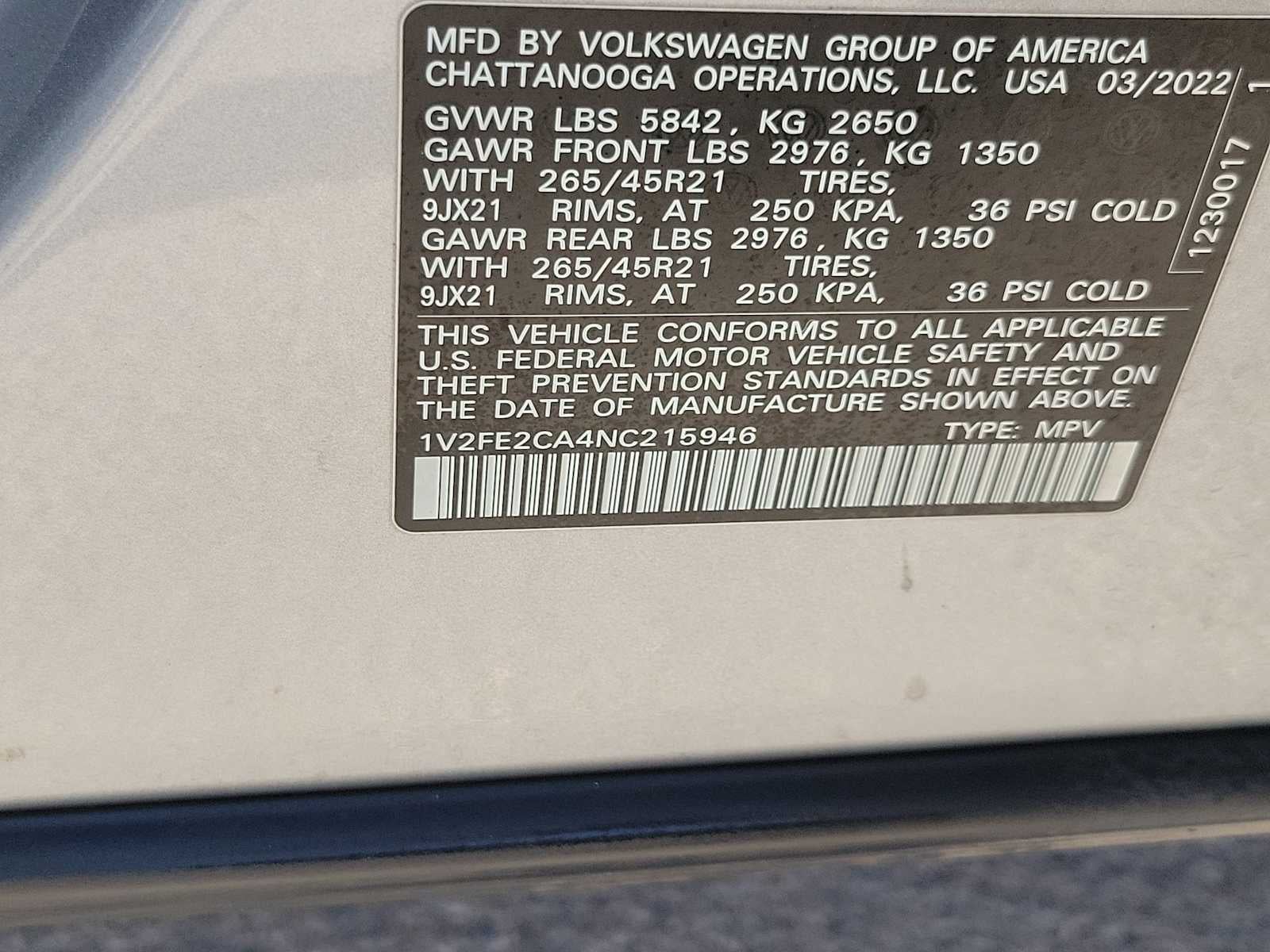 2022 Volkswagen Atlas Cross Sport 3.6L V6 SEL Premium R-Line